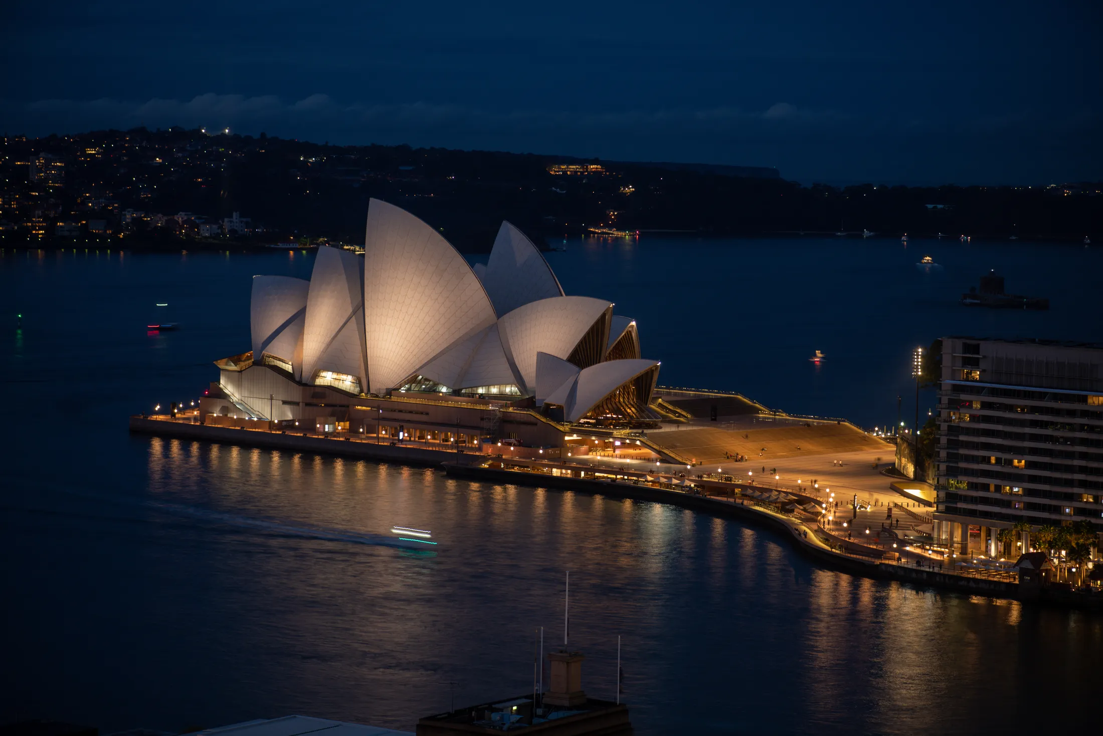 Sydney Opera House and harbour at dusk by Croome Photography